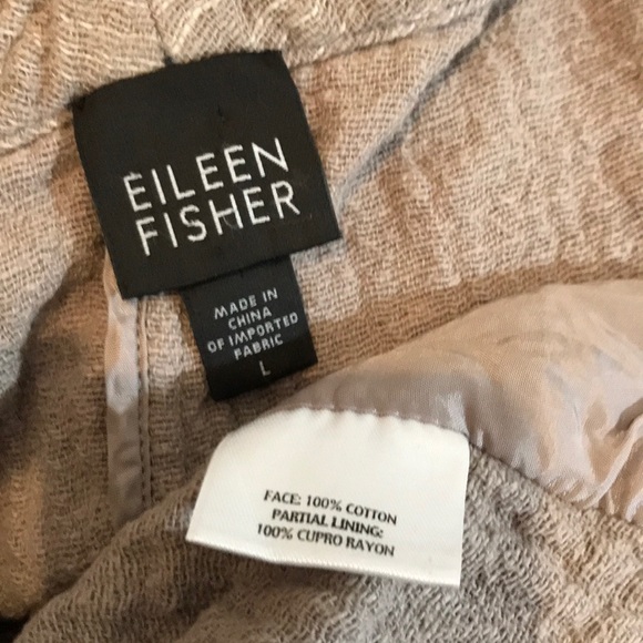 EILEEN FISHER COTTON WOVEN KNIT TAN JACKET L 0127 - Picture 8 of 8