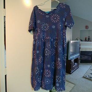 Dark Blue Floral Print Dress