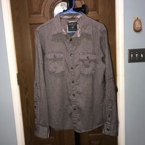 Guess Dressing Button Down Brown Shirt Sz M