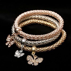 Multi layers butterflies charm bracelet
