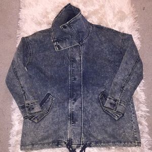 Dark acid washed jean jacket