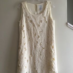 Lace cut out sleeveless Cream Floral Dress