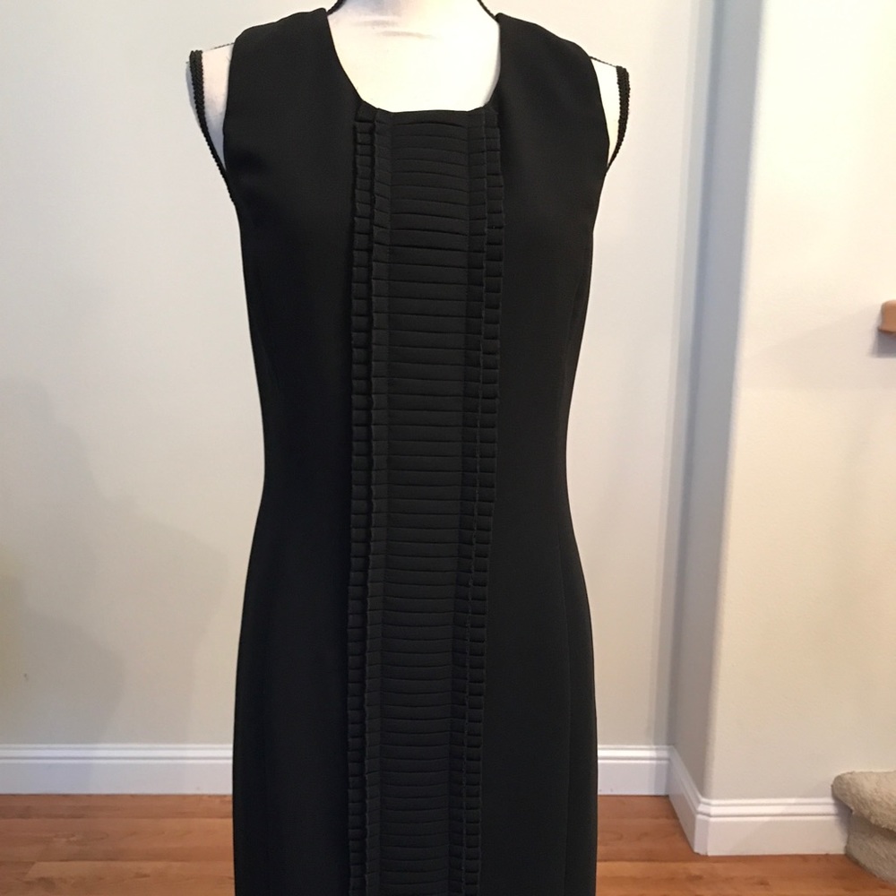 Calvin Klein black dress with pleated detail front