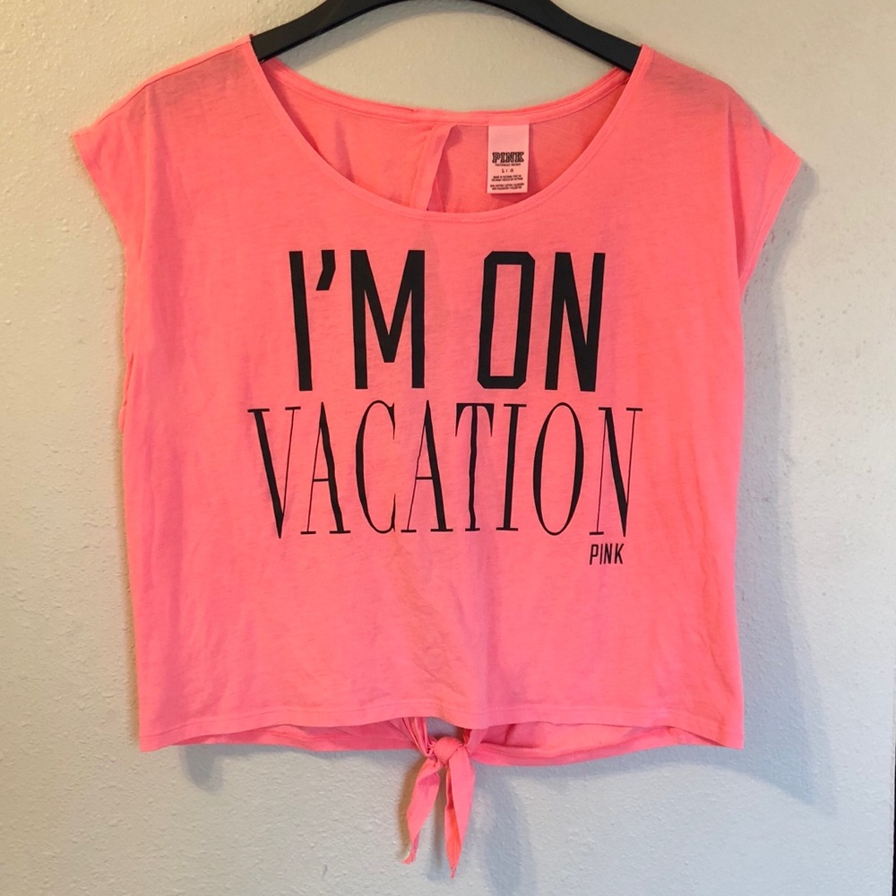 PINK Victoria Secret crop knot top coral pink L