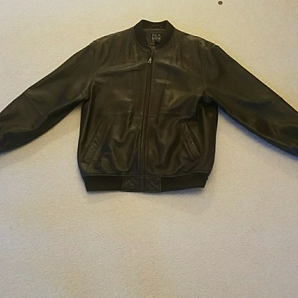 Jos A bank Leather Bomber jacket M