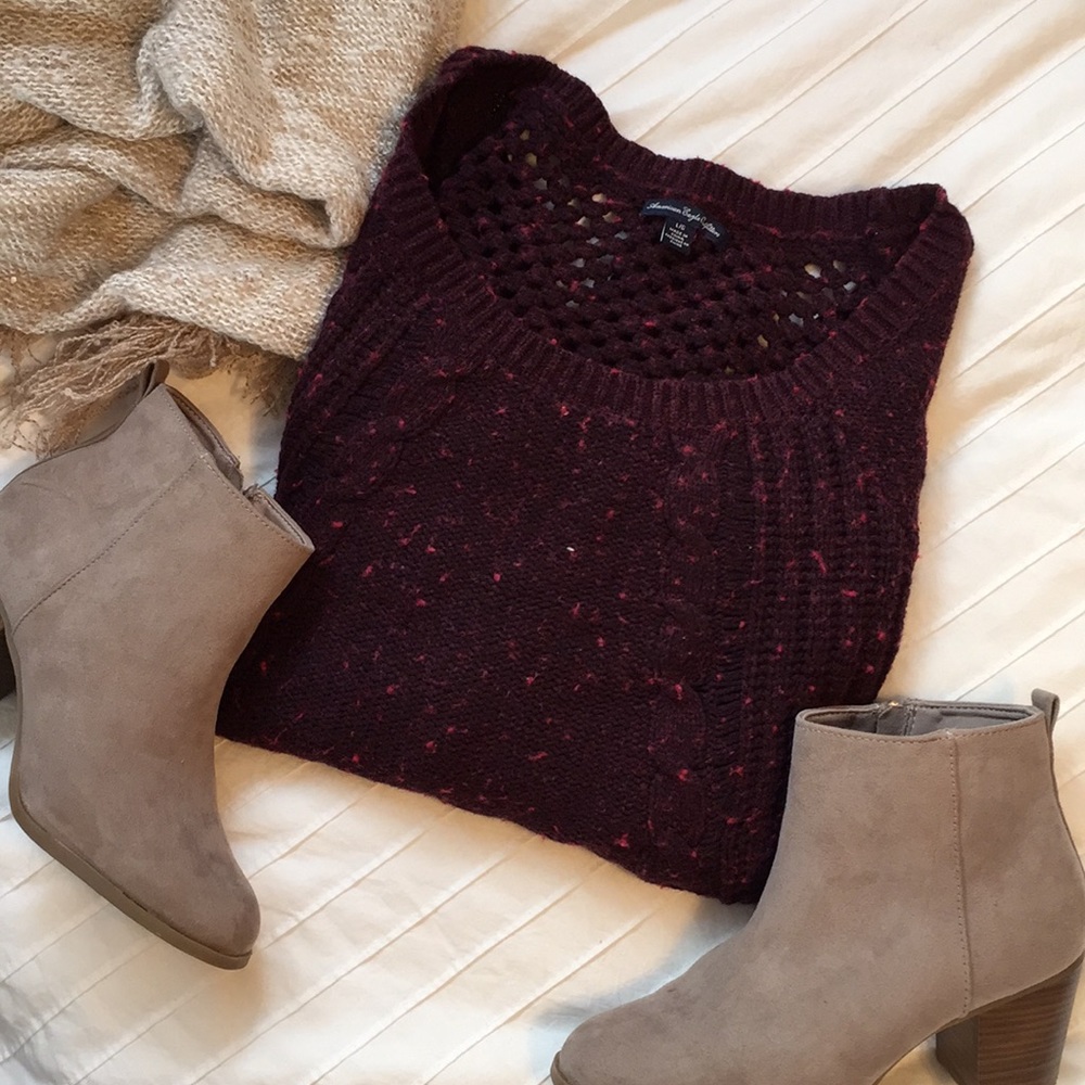 AEO Deep Burgundy Knit Sweater