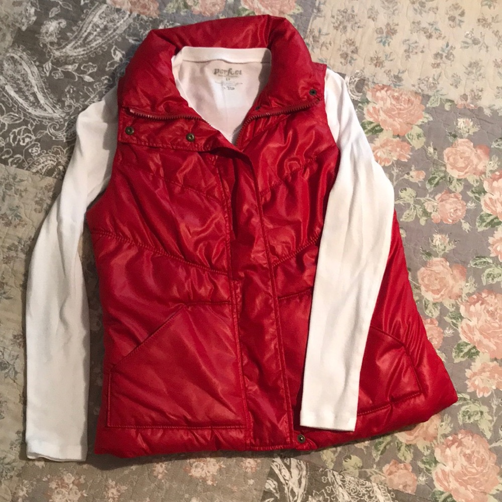 Red puffer vest