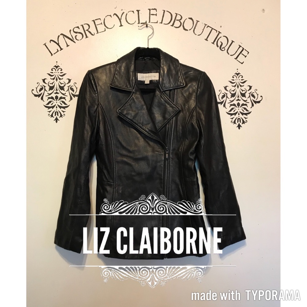 Liz Claiborne Black Leather Jacket! Size Small! 😍