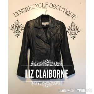 Liz Claiborne Black Leather Jacket! Size Small! 😍