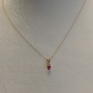 Garnet and 14k gold pendant and necklace