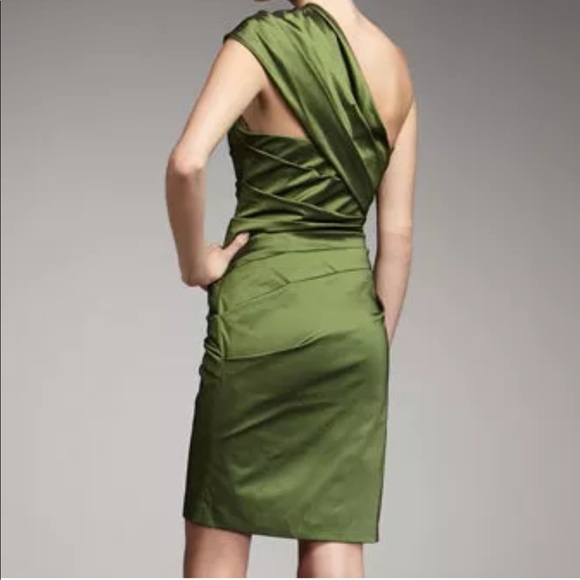 Kay Unger Green One Shoulder Dress - Picture 2 of 7