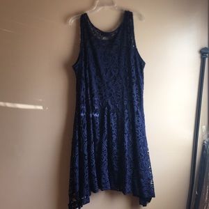 Blue dress see through at the top