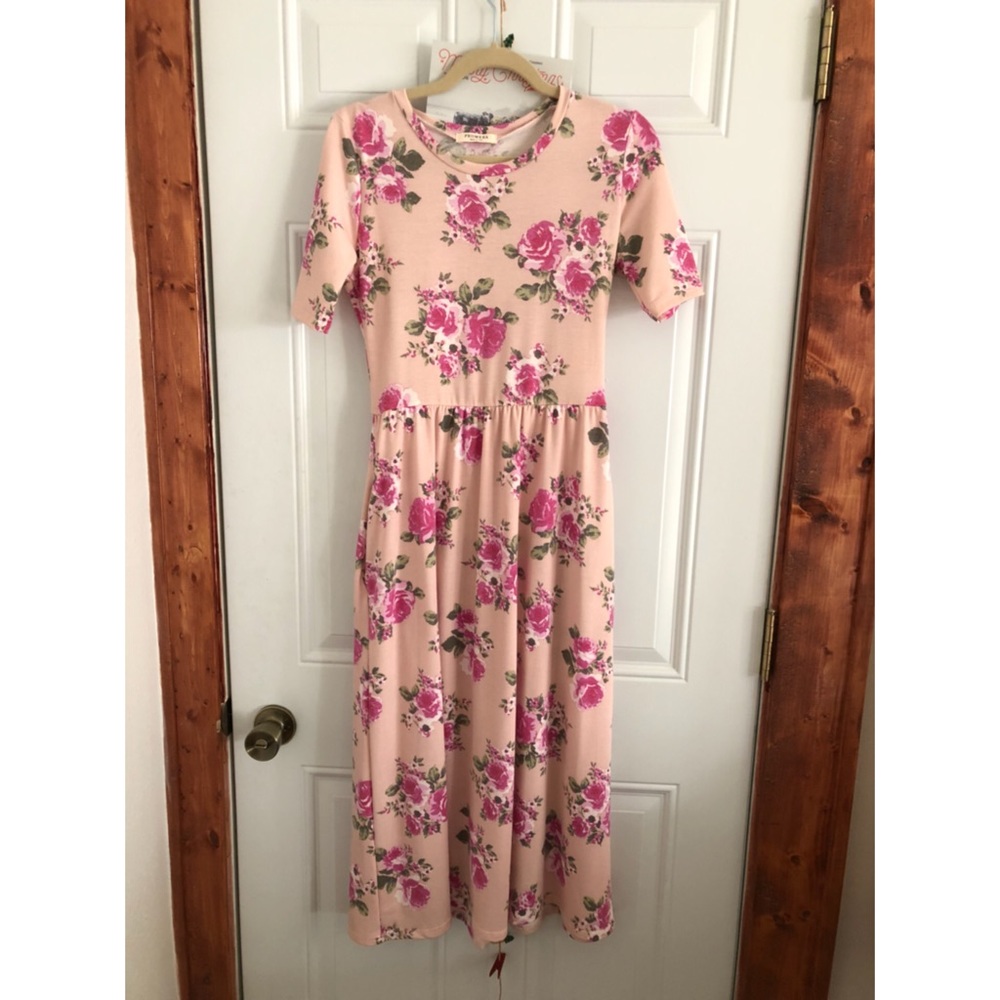 Pink Floral Midi Maxi Dress - boutique