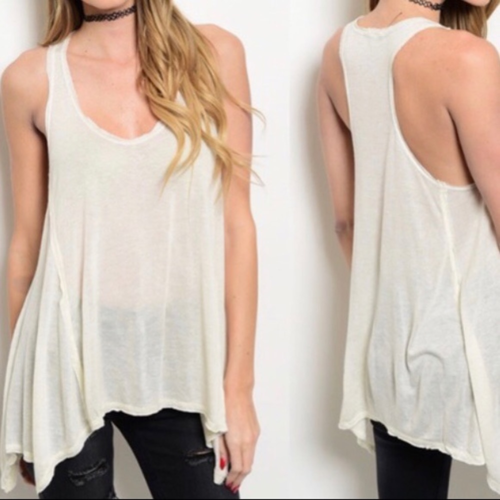 🆕🇺🇸 Oatmeal Sleeveless Asymmetrical Tank