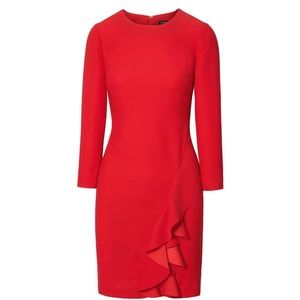 Red Ruffle Shift Dress