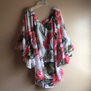 Floral pink and green top