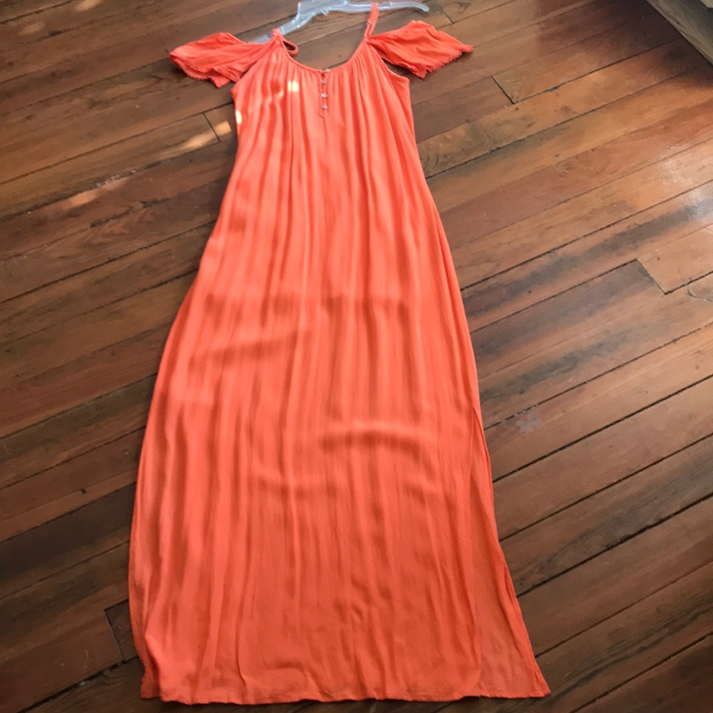 Coral Maxi dress with capped sleeves, size L