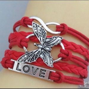 Love butterfly charm infinity bracelet