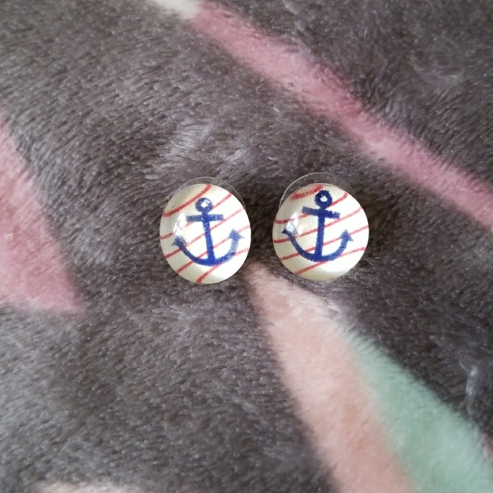 Glass Anchor Earrings