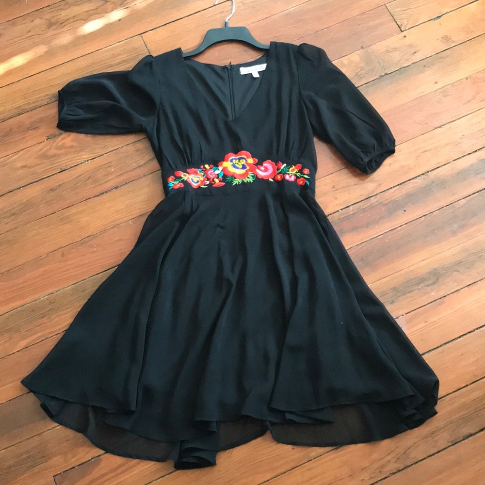 Black chiffon mini, worn to graduation, size M