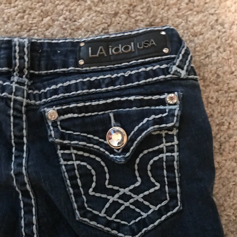 L.A Idol USA denim rhinestone capri jeans