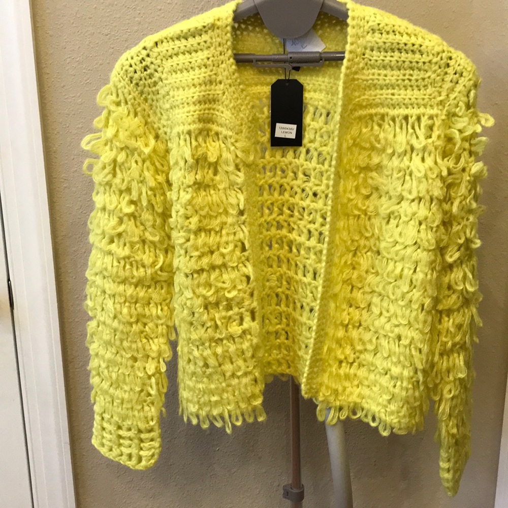 Very J Bright Lemon Cardigan SZ L
