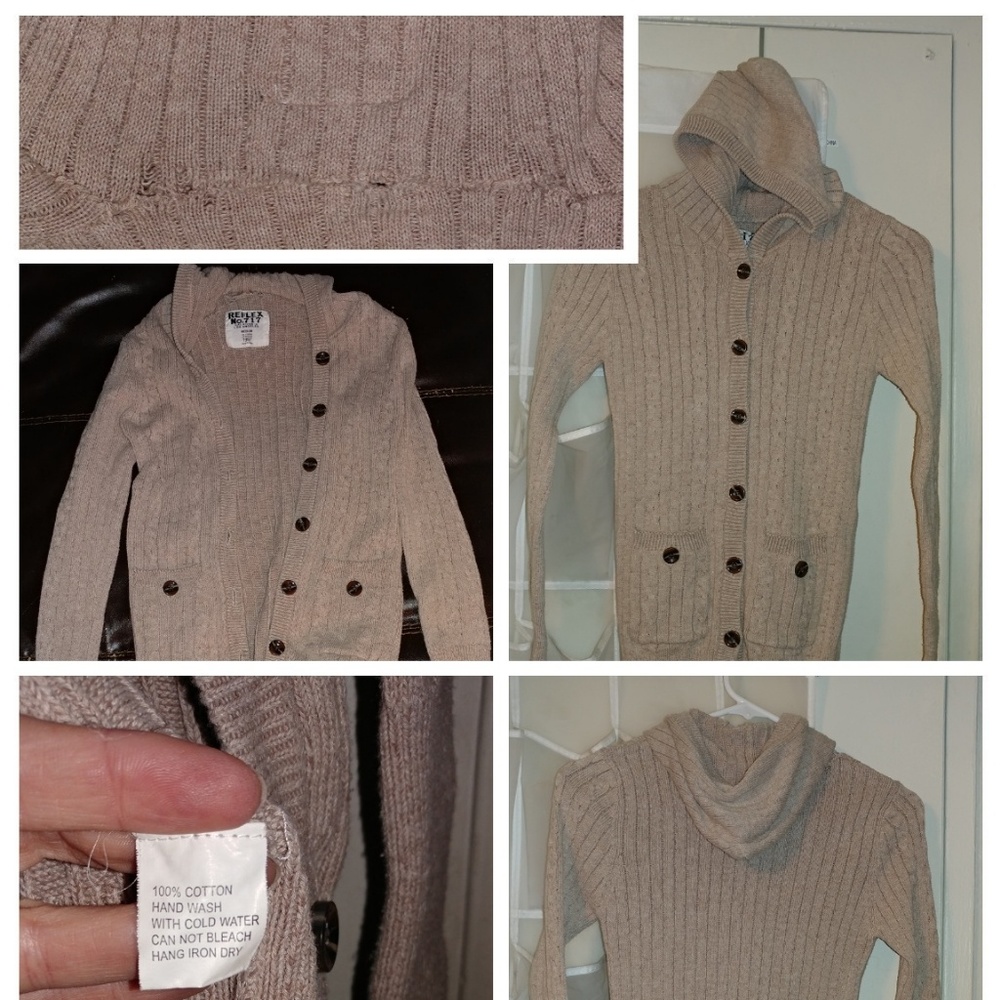 Size Med hooded button down sweater
