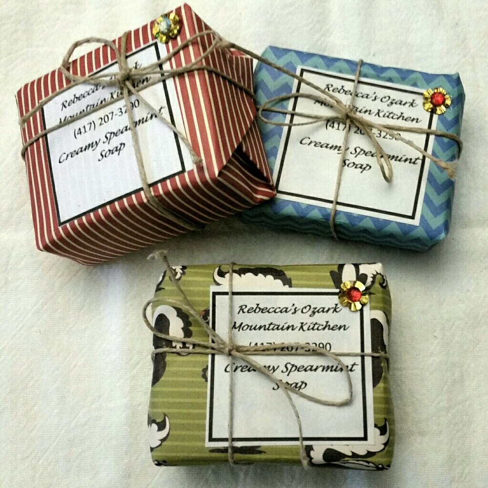 All-Natural Creamy Spearmint Soap 3 bars