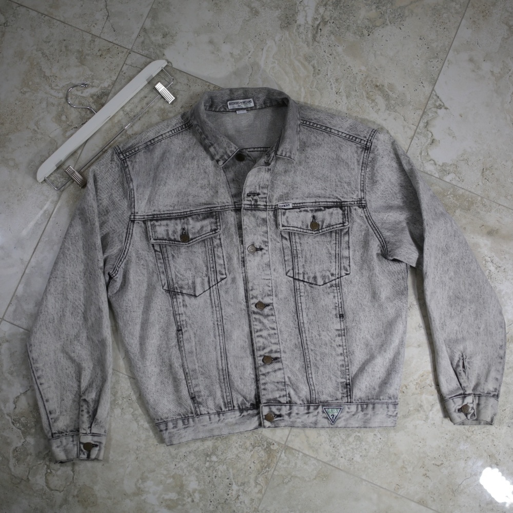 Men's VTG Guess Acid Stone Wash Denim Jacket L
