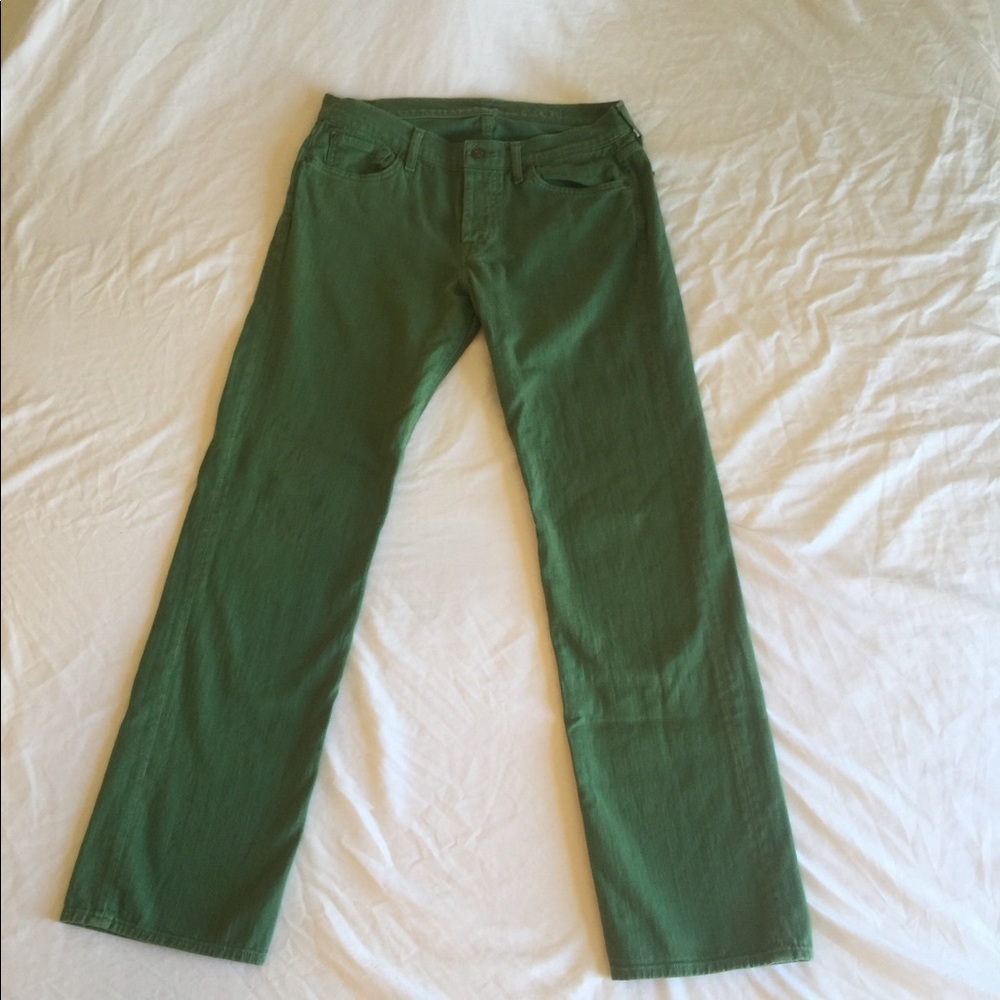 7 For All Mankind Green Jeans 33W 33.5L Mens
