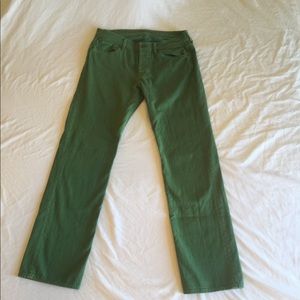 7 For All Mankind Green Jeans 33W 33.5L Mens