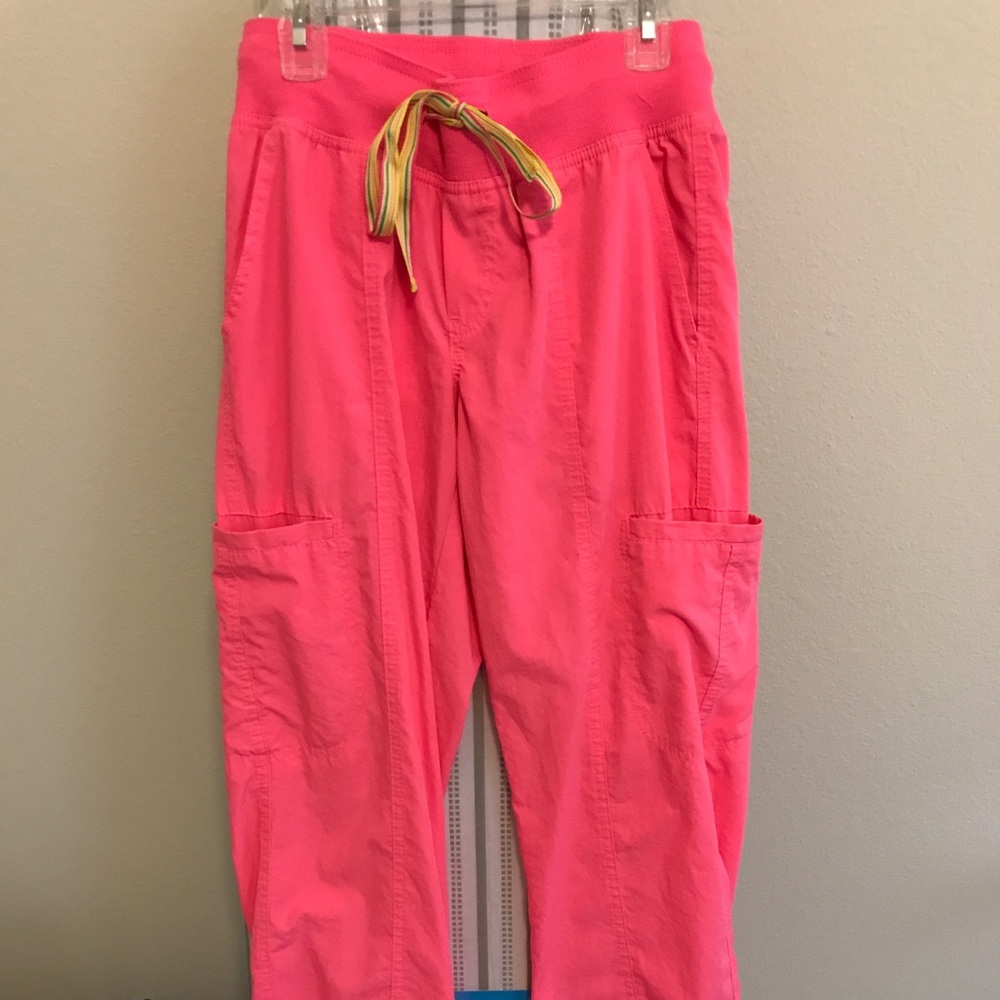 Peaches neon pink scrub pants