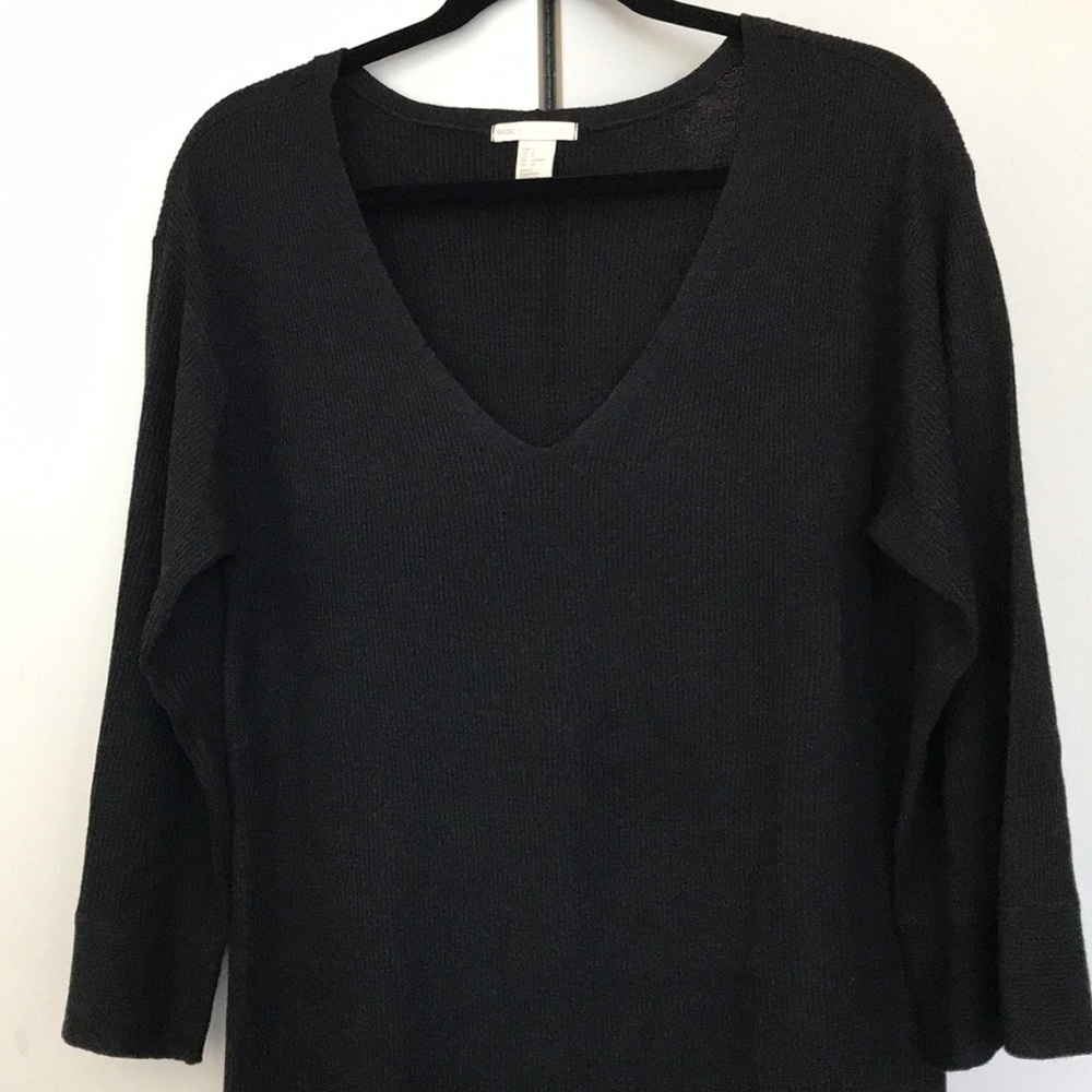 H&M Dark Grey Ribbed Slouchy Sweater