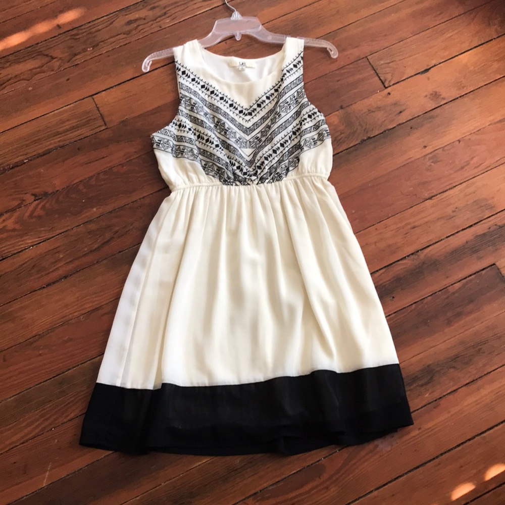 Black and ivory midi with black embroidery, size L