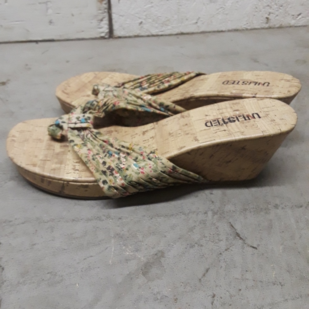 Cork Wedge Flip Flops Size 9