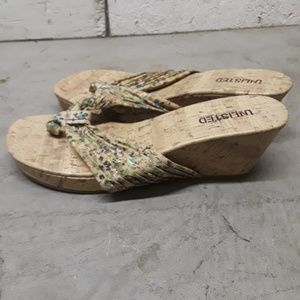 Cork Wedge Flip Flops Size 9