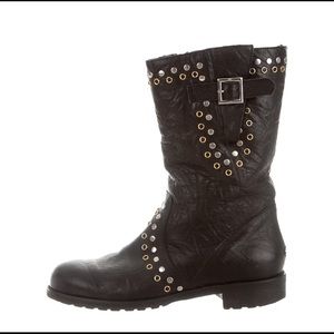 Jimmy Choo Studded Shearling Combat Boots