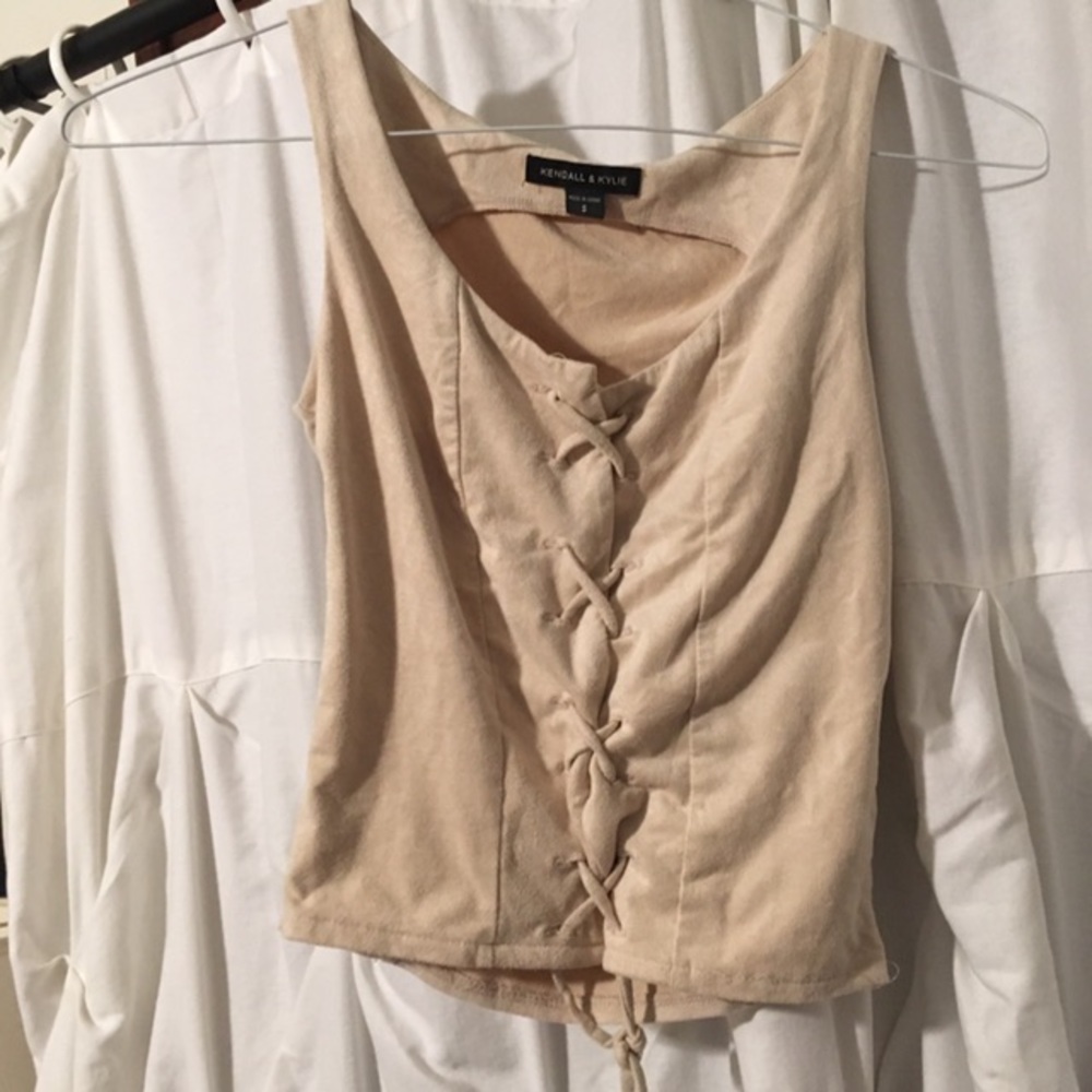 suede lace up crop top