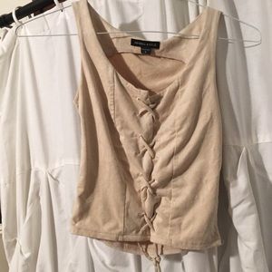 suede lace up crop top