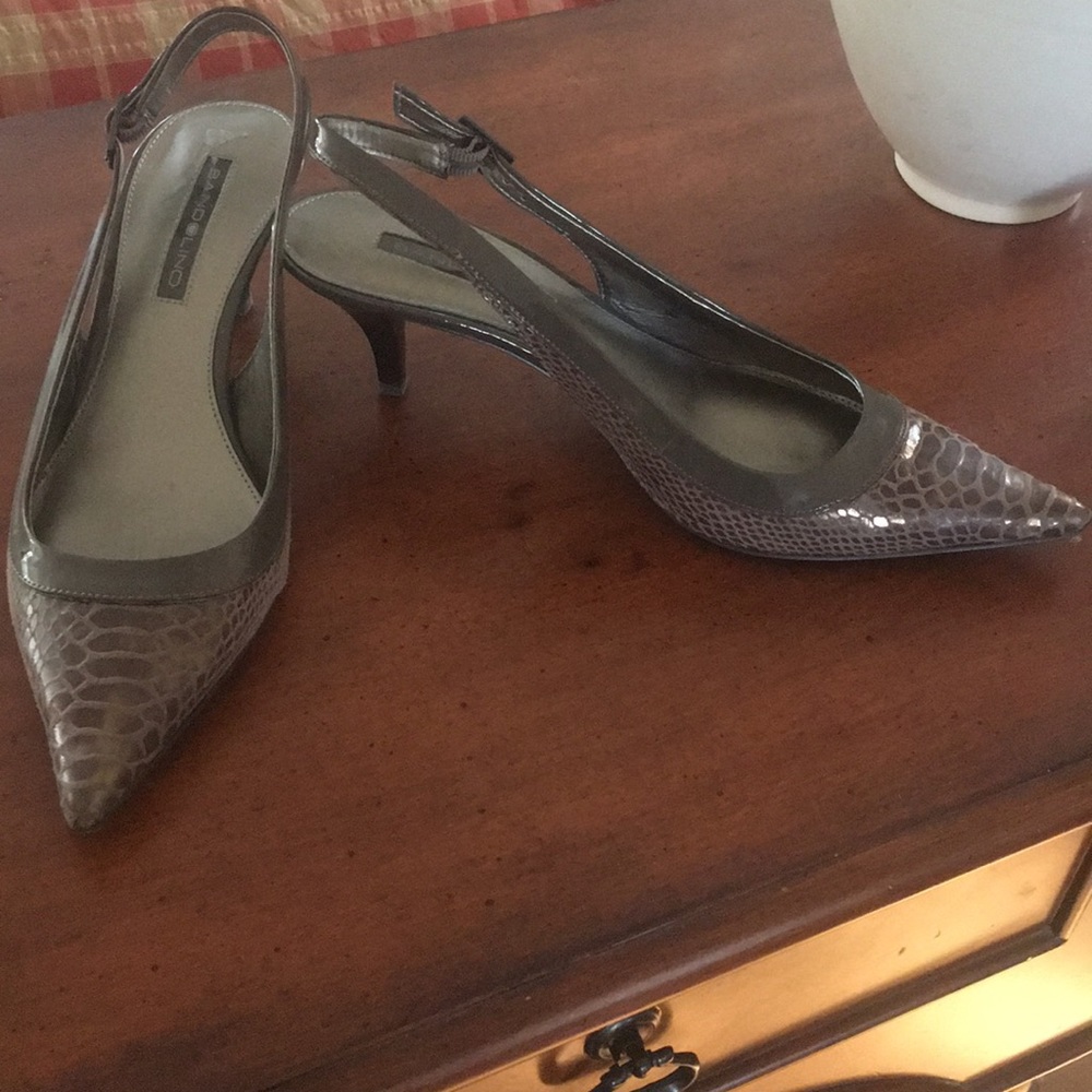 Grey imitation snake back sling shoes