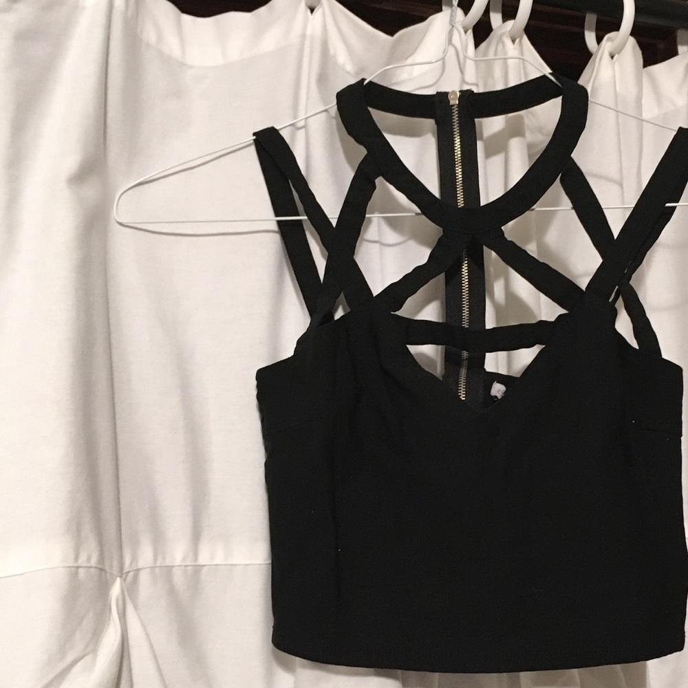 black criss cross crop top