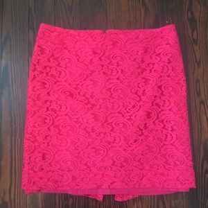 Hot Pink Lace Overlay Skirt