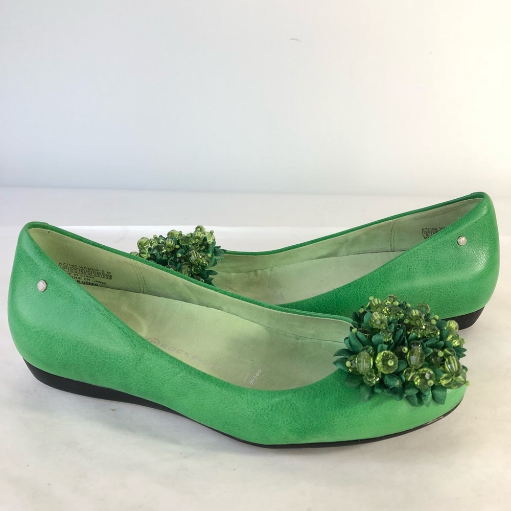 Rockport Flat Shoes Crystal Flower Embellishment