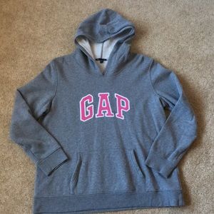 VGUC Gap Hoodie women XL gray with pink logo