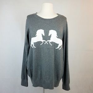 Ann Taylor Loft Womens Pullover Sweater Horses