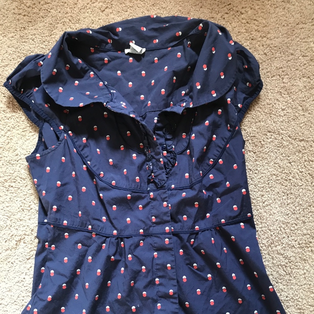 Navy Print Button Down