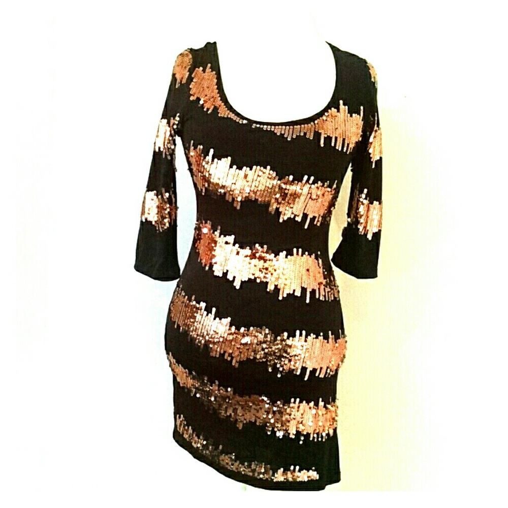 3/4 Sleeve sequin dress by Black