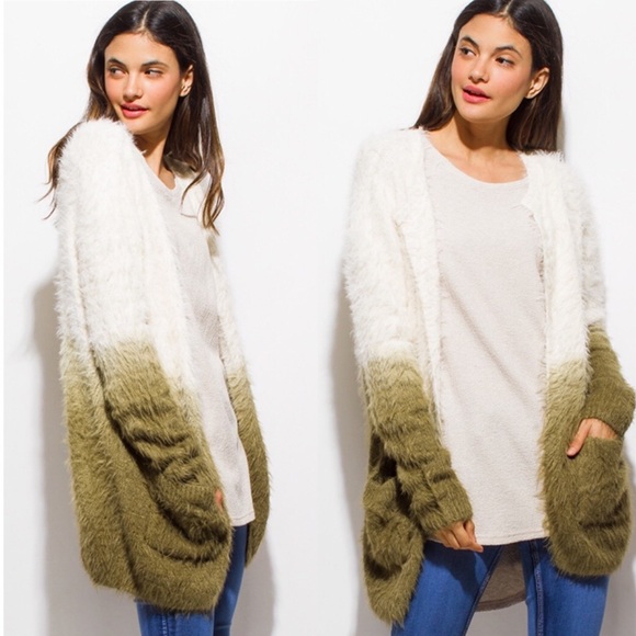 Sweaters - Soft Fuzzy Olive Ombré Sweater