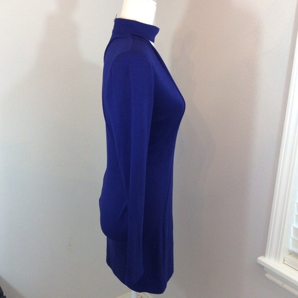 ❌SOLD❌WINDSOR Blue Choker Long Sleeve Dress - Picture 4 of 7