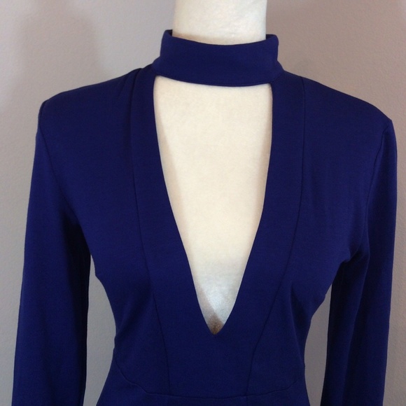 ❌SOLD❌WINDSOR Blue Choker Long Sleeve Dress - Picture 6 of 7